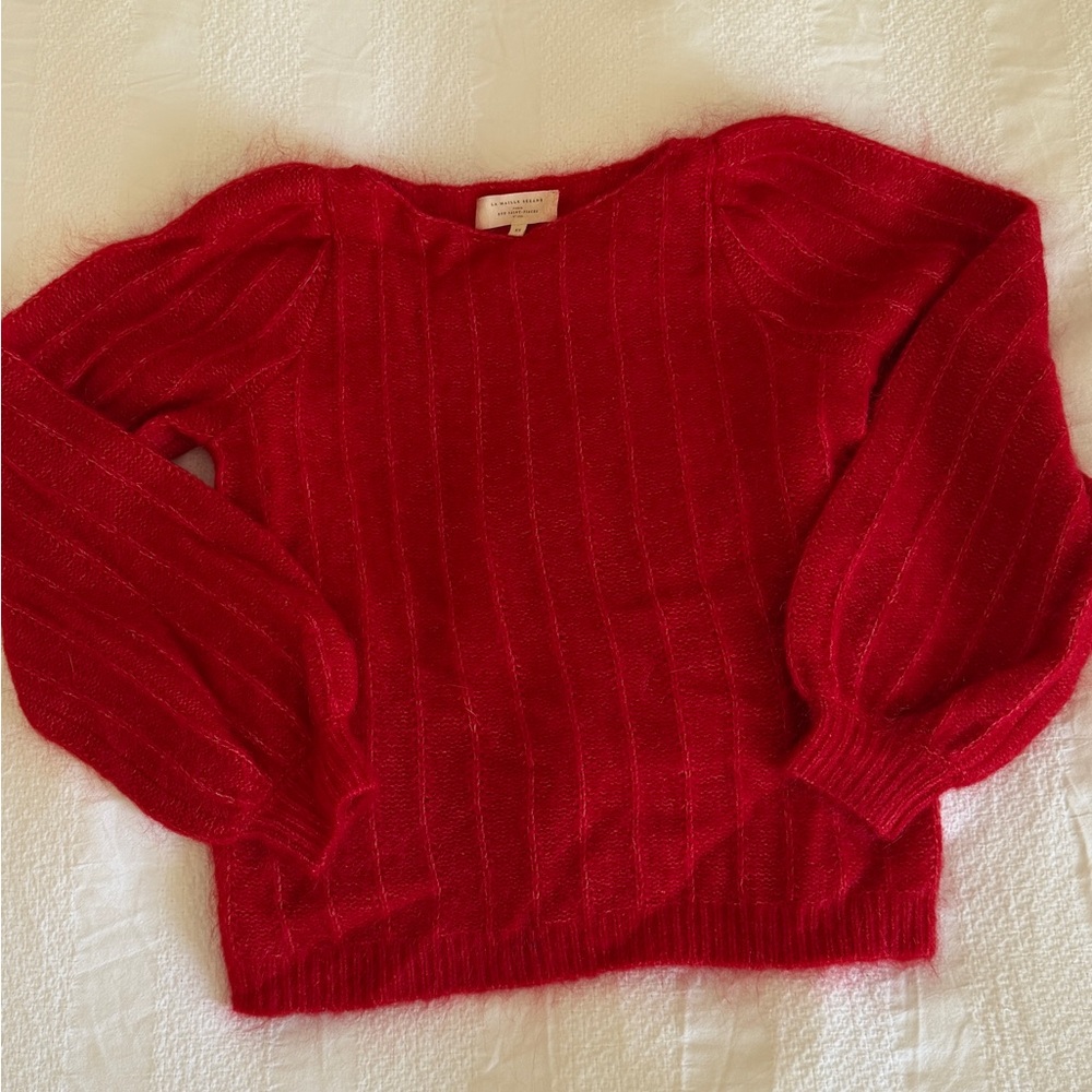 Red Ribbed Crewneck Sweater Sezane like new